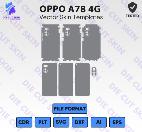 OPPO A78 4G Skin Template Vector