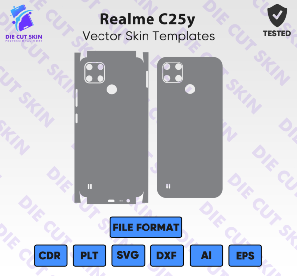 Realme C25Y Skin Template Vector