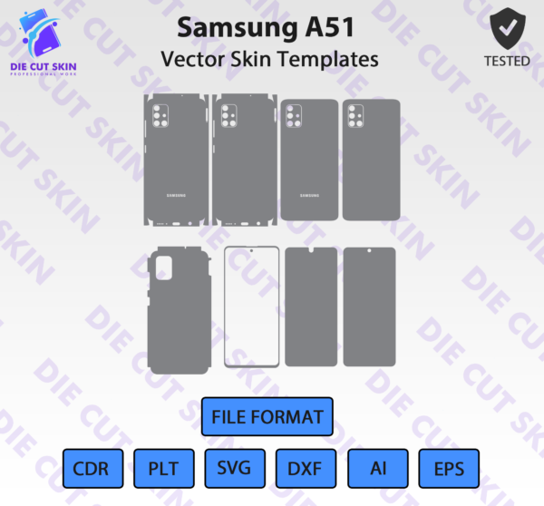 Samsung Galaxy A51 Skin Template Vector