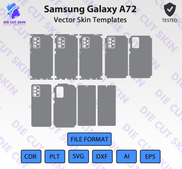 Samsung Galaxy A72 Skin Template Vector