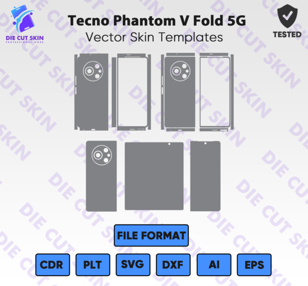 Tecno Phantom V Fold 5G Skin Template Vector