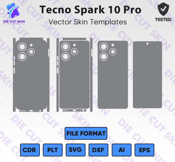Tecno Spark 10 Pro Skin Template Vector