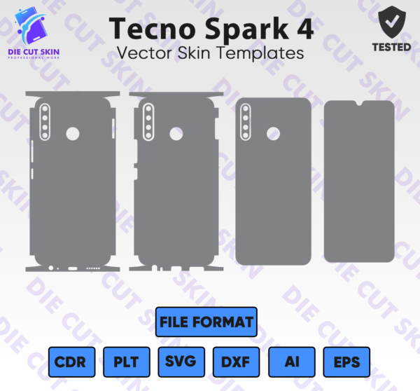 Tecno Spark 4 Skin Template Vector