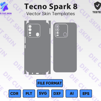 Tecno Spark 8 Skin Template Vector