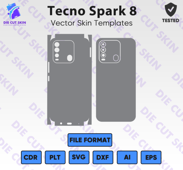 Tecno Spark 8 Skin Template Vector