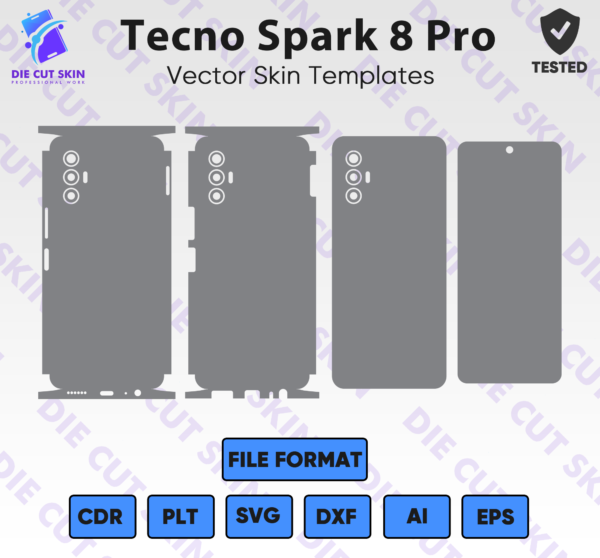 Tecno Spark 8 Pro Skin Template Vector