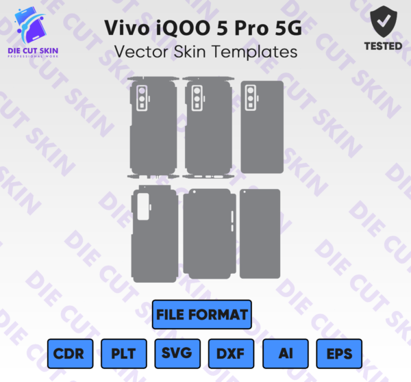 Vivo iqoo 5 Pro 5G Skin Template Vector