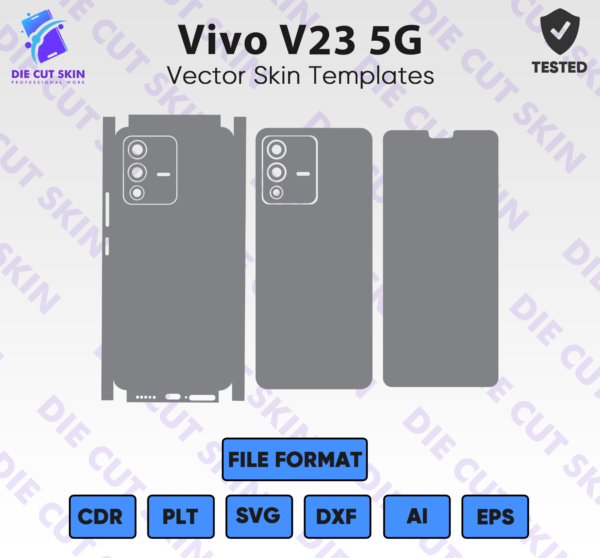 Vivo V23 5G Skin Template Vector