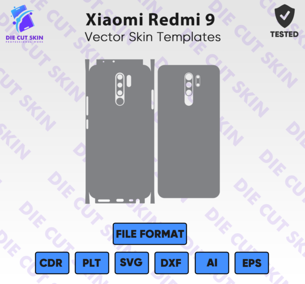 Xiaomi Redmi 9 Skin Template Vector