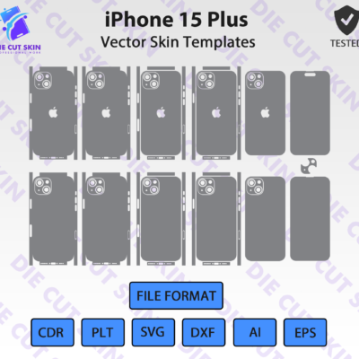 iPhone 15 Plus Skin Template Vector