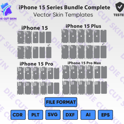 iPhone 15 Series Complete Bundle Skin Template Vector