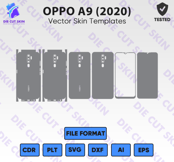OPPO A9 2020 Skin Template Vector