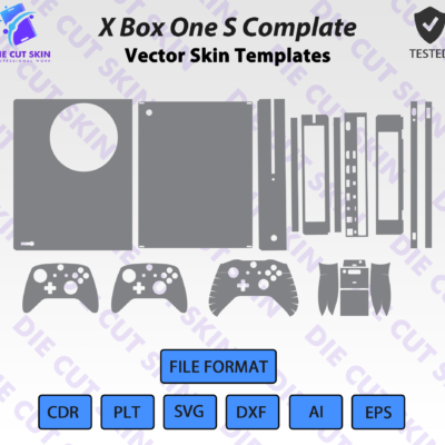 XBox One S With Console Skin Template Vector