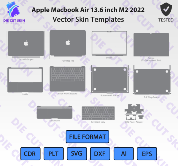 Macbook Air 13.6 inch M2 2022 Skin Template Vector