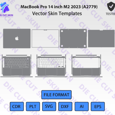 MacBook Pro 14 inch M2 2023 A2779 Skin Template Vector