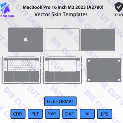 MacBook Pro 16 inch M2 2023 A2780 Skin Template Vector