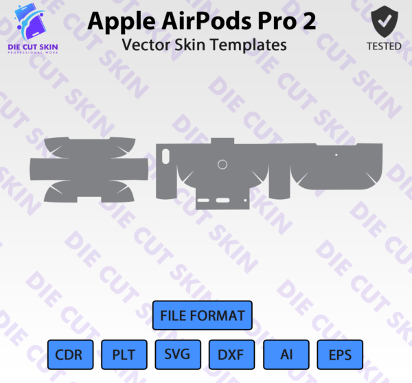 Apple AirPods Pro 2 Skin Template Vector
