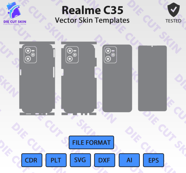 Realme C35 Skin Template Vector