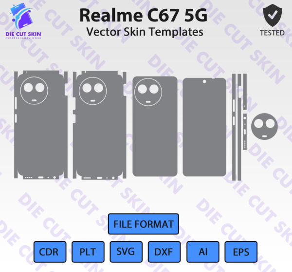 Realme C67 5G Skin Template Vector
