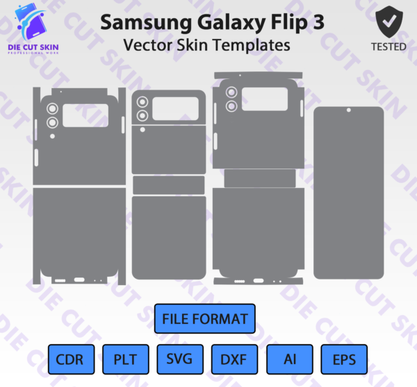 Samsung Galaxy Flip 3 Skin Template Vector