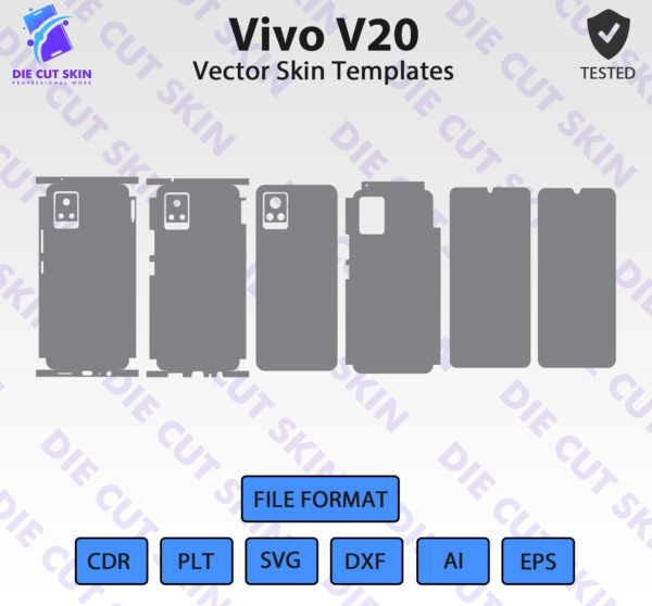 Vivo V20 Skin Template Vector